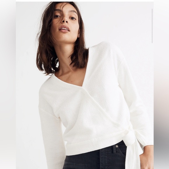 Madewell White Wrap Top - Picture 1 of 3